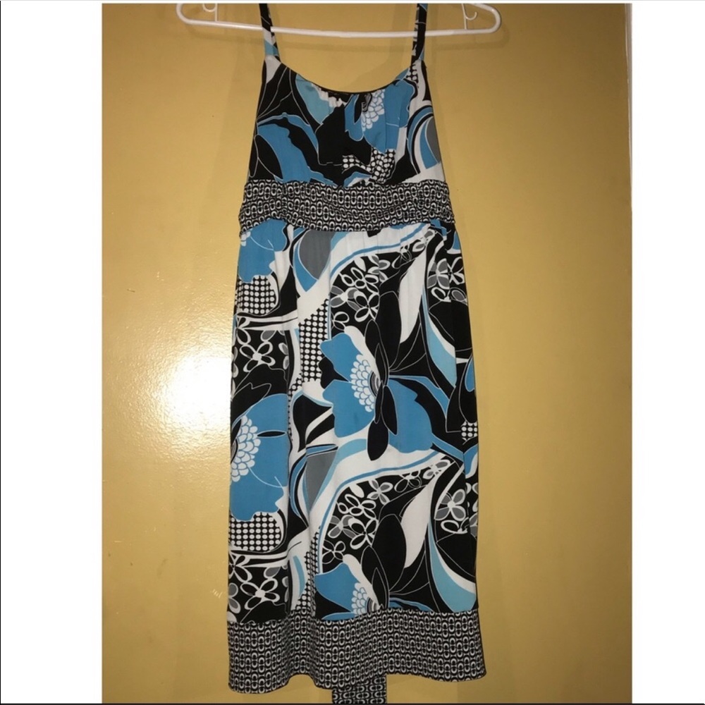 Teal, black, gray & white casual girls dress